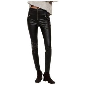 ARITZIA Wilfred Free Black Skinny Leather Pants with Zipper